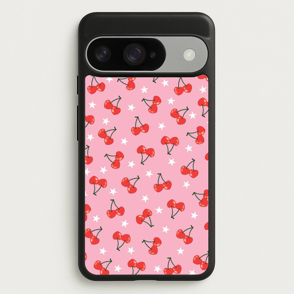 Heart Cherries And Stars Pattern Phone Case for Google Pixel 10 / 10 Pro