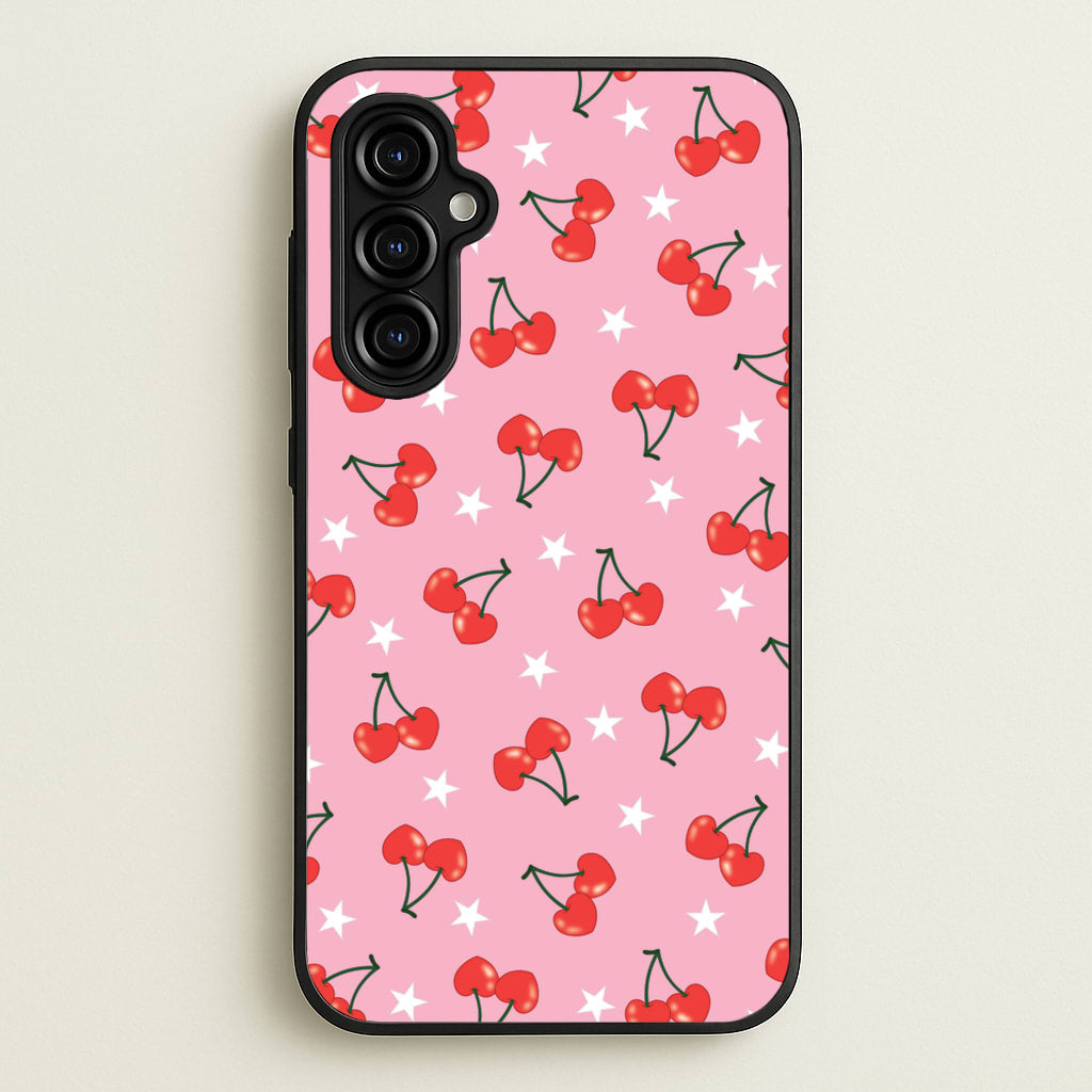 Heart Cherries And Stars Pattern - Clean Girl Aesthetic Phone Case for Galaxy A54