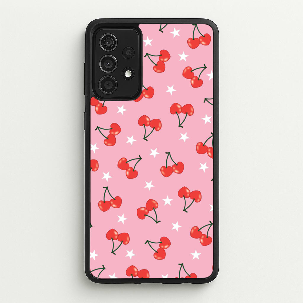 Heart Cherries And Stars Pattern - Clean Girl Aesthetic Phone Case for Galaxy A52 / A52s