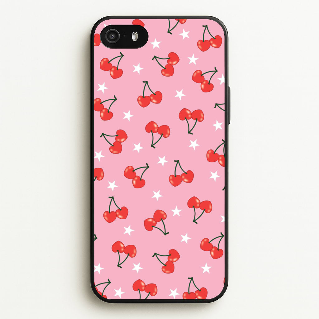 Heart Cherries And Stars Pattern - Clean Girl Aesthetic Phone Case for iPhone 5 / 5s / SE 2016