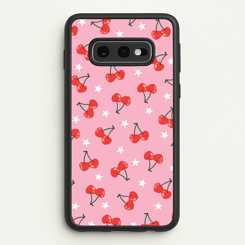 Heart Cherries And Stars Pattern - Clean Girl Aesthetic Phone Case for Galaxy S10e