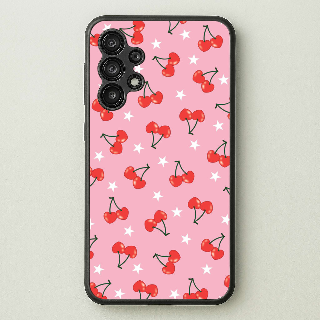 Heart Cherries And Stars Pattern - Clean Girl Aesthetic Phone Case for Galaxy A13