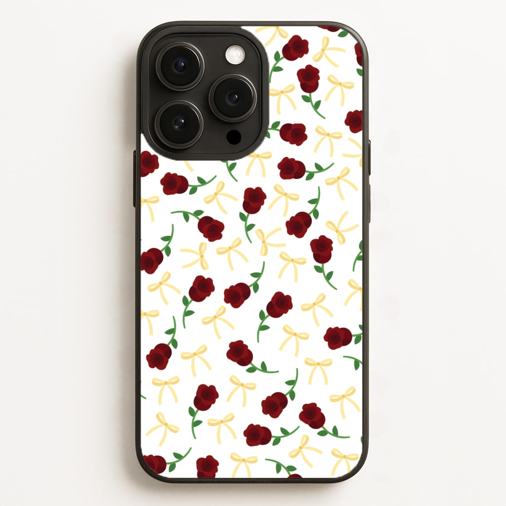 Roses And Bows Pattern - Clean Girl Aesthetic Phone Case for iPhone 16 Pro Max