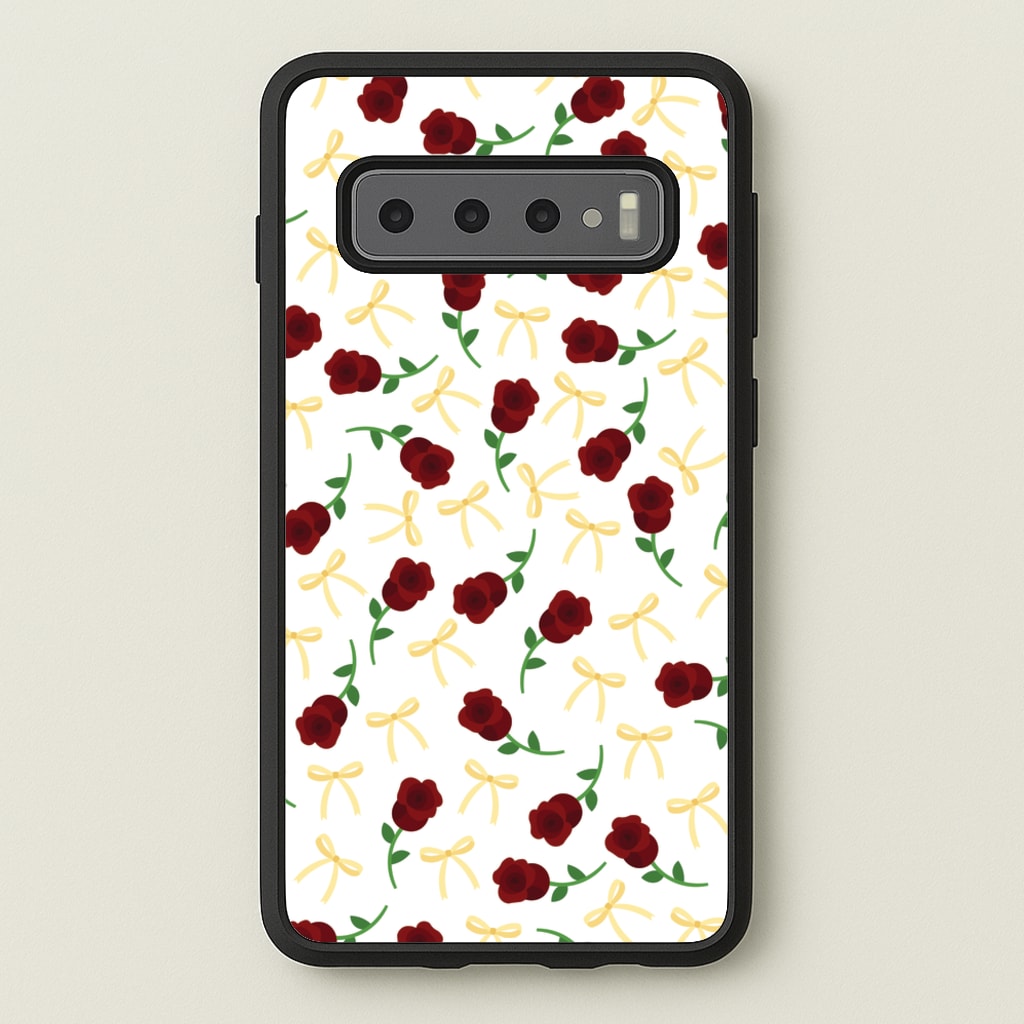 Roses And Bows Pattern - Clean Girl Aesthetic Phone Case for Galaxy S10 Plus