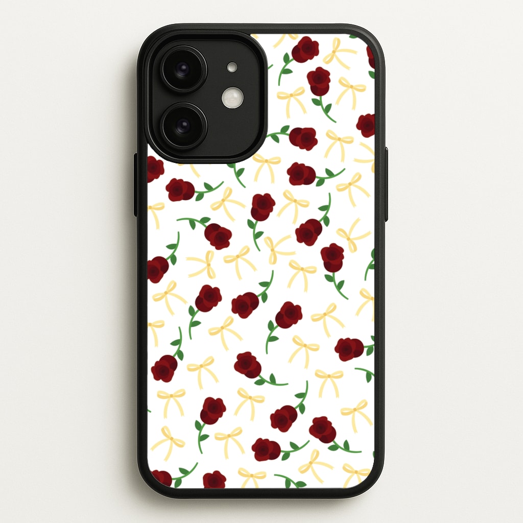 Roses And Bows Pattern - Clean Girl Aesthetic Phone Case for iPhone 11