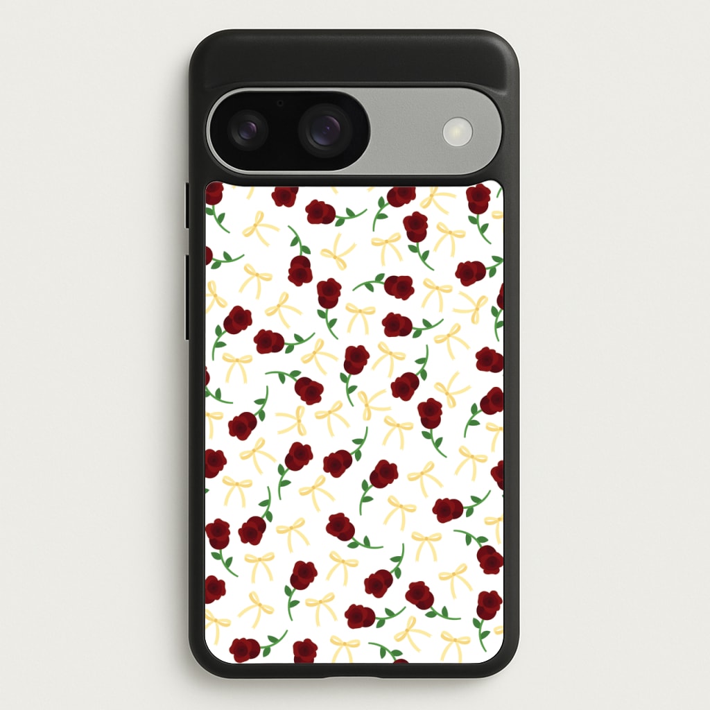 Roses And Bows Pattern - Clean Girl Aesthetic Phone Case for Google Pixel 9 / 9 Pro