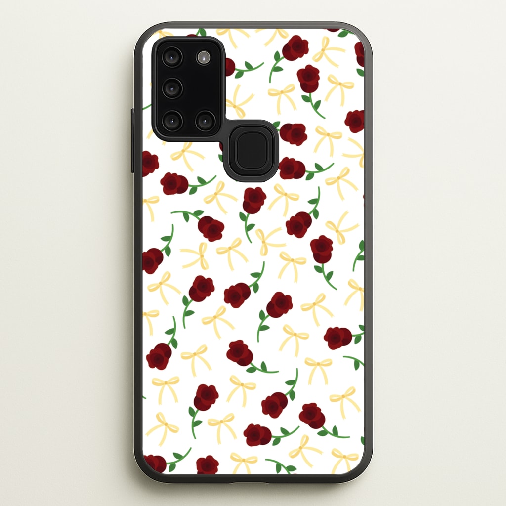 Roses And Bows Pattern - Clean Girl Aesthetic Phone Case for Galaxy A21s