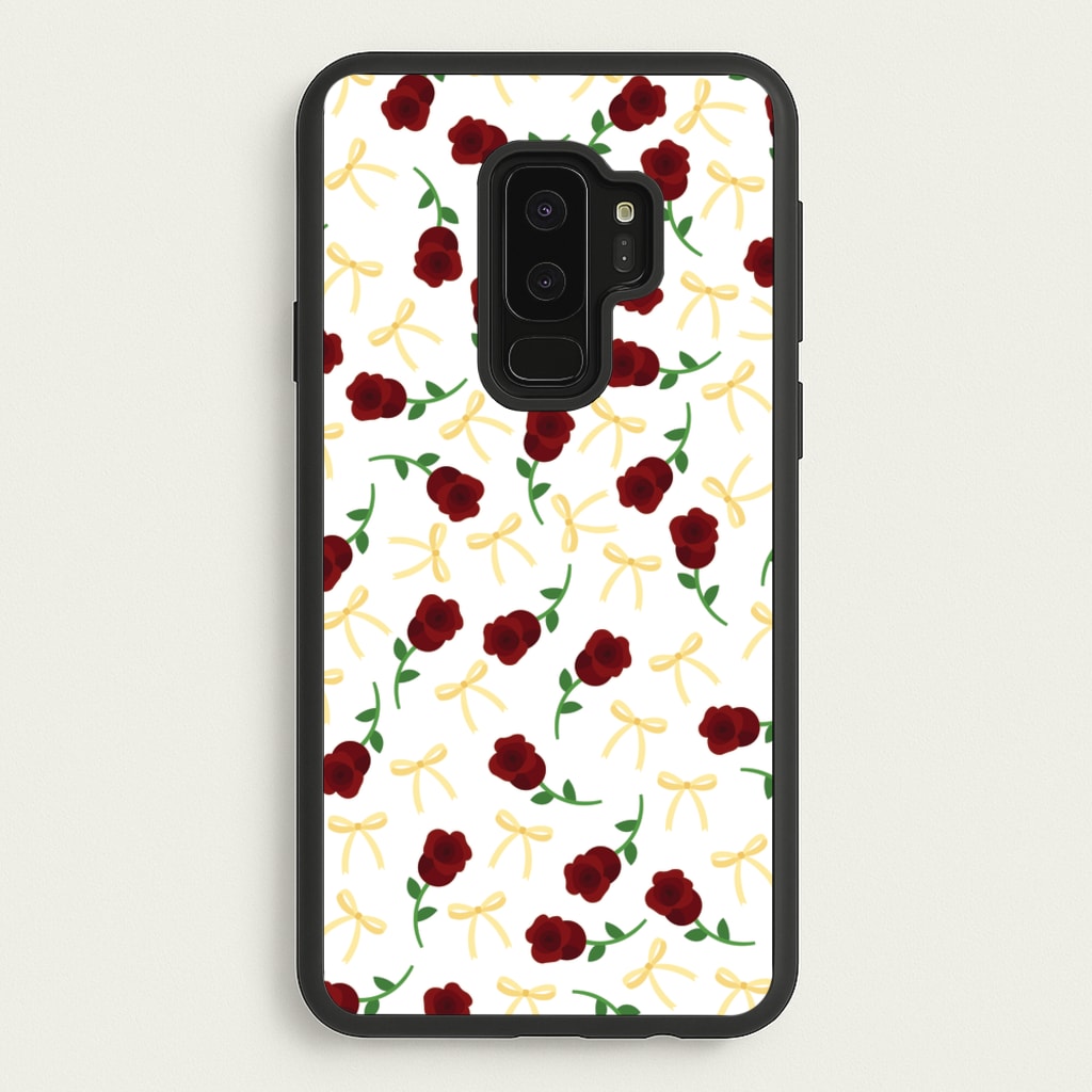 Roses And Bows Pattern - Clean Girl Aesthetic Phone Case for Galaxy S9 Plus
