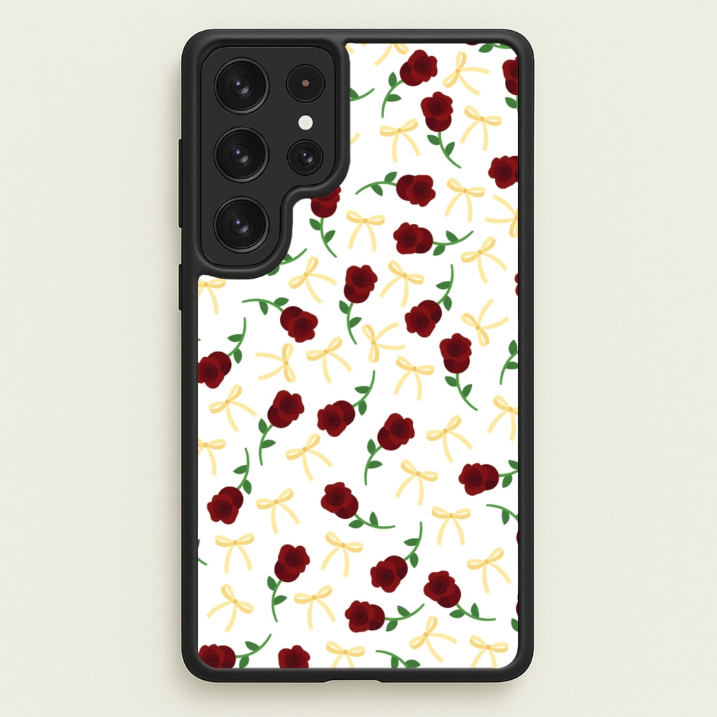 Roses And Bows Pattern - Clean Girl Aesthetic Phone Case for Galaxy S22 Ultra