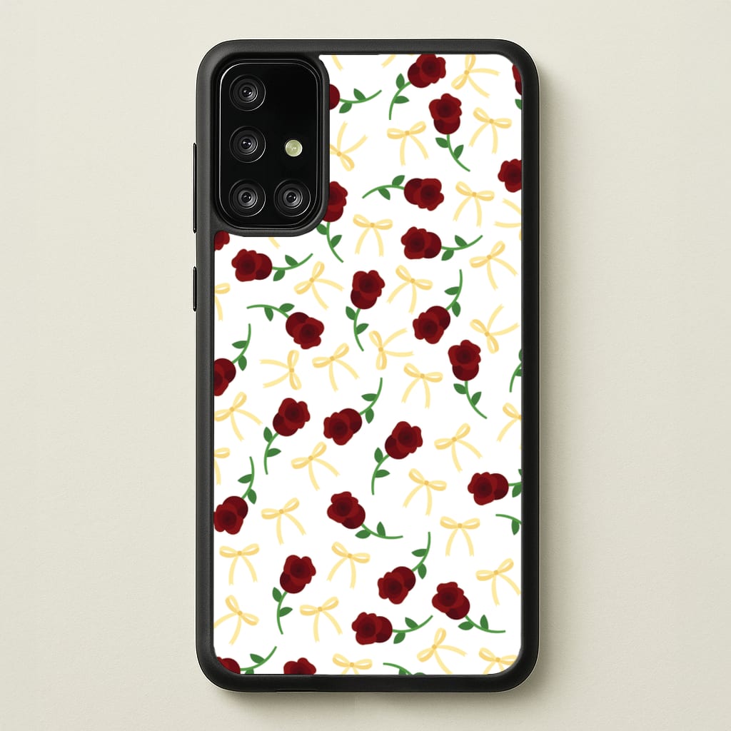 Roses And Bows Pattern - Clean Girl Aesthetic Phone Case for Galaxy A71
