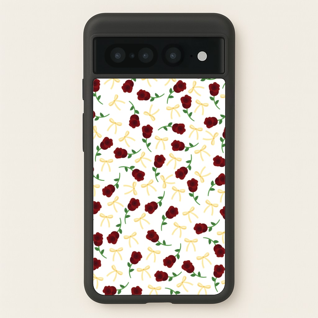 Roses And Bows Pattern - Clean Girl Aesthetic Phone Case for Google Pixel 7 Pro