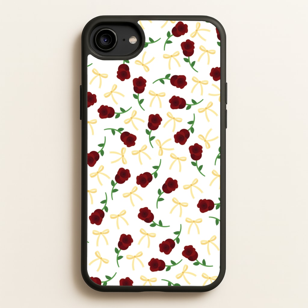 Roses And Bows Pattern - Clean Girl Aesthetic Phone Case for iPhone 6 / 7 / 8 / SE