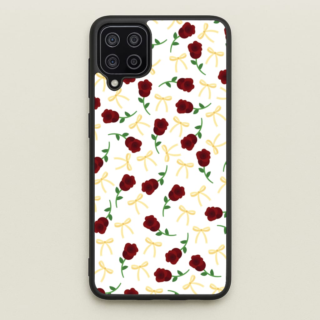 Roses And Bows Pattern - Clean Girl Aesthetic Phone Case for Galaxy A12