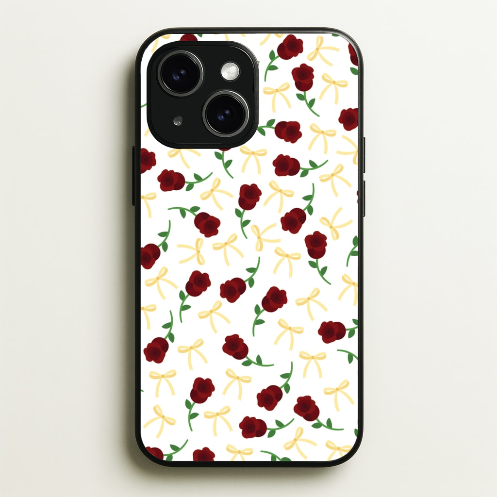 Roses And Bows Pattern - Clean Girl Aesthetic Phone Case for iPhone 14 Plus