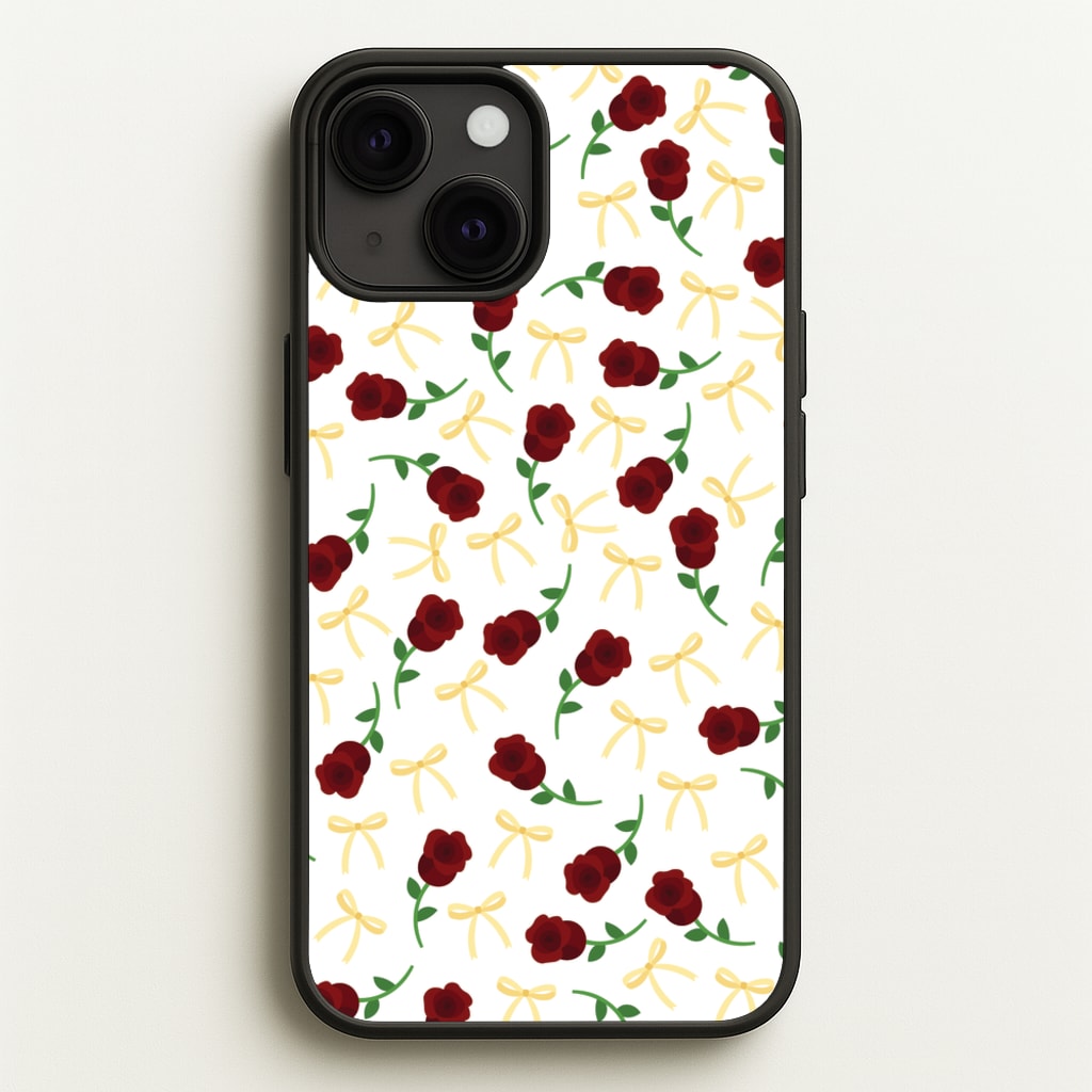 Roses And Bows Pattern - Clean Girl Aesthetic Phone Case for iPhone 13 Mini