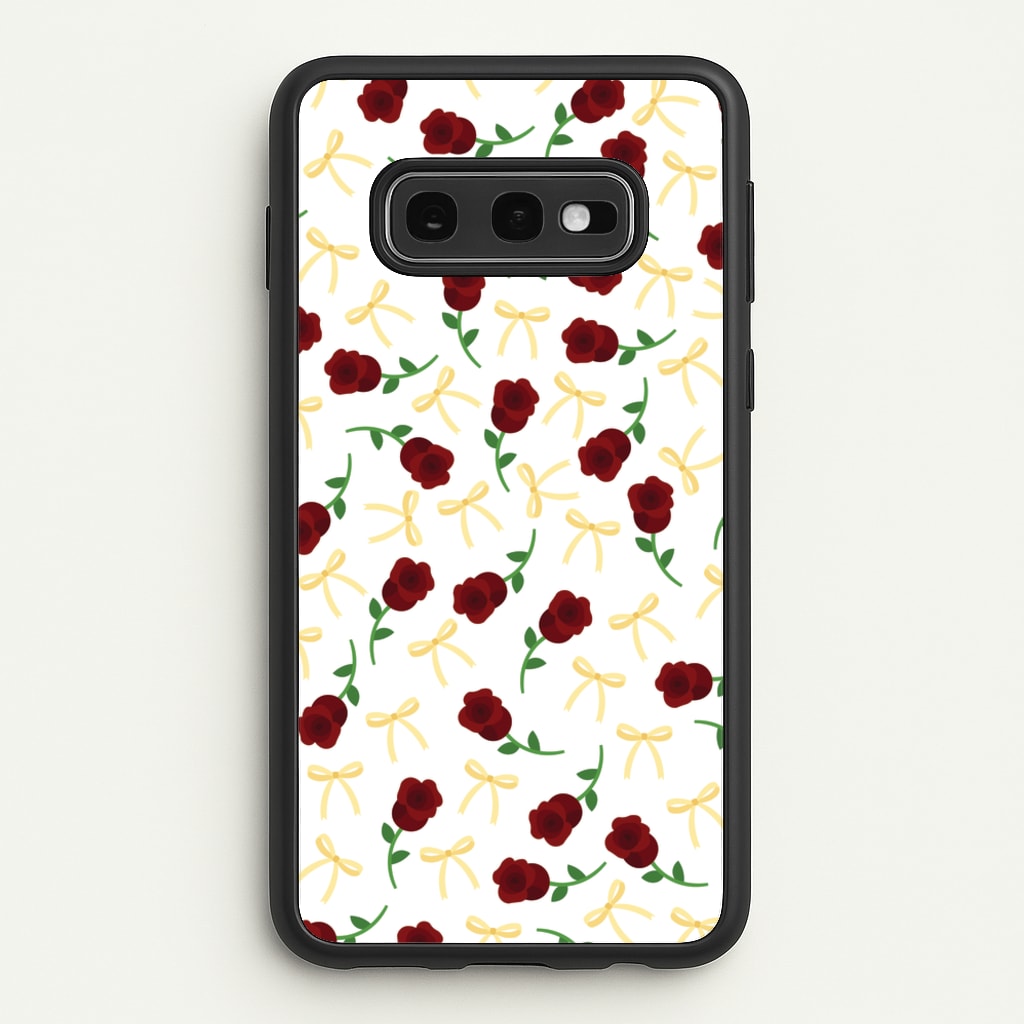 Roses And Bows Pattern - Clean Girl Aesthetic Phone Case for Galaxy S10e
