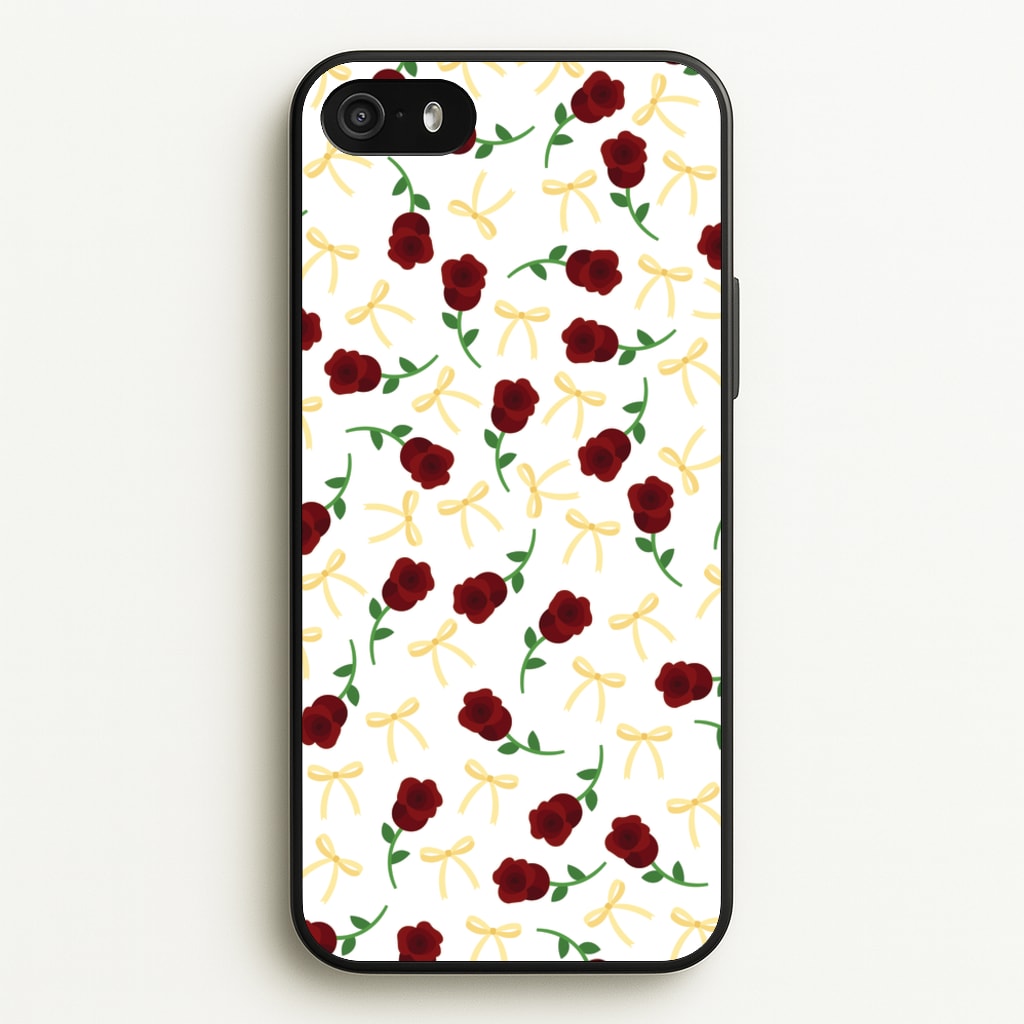 Roses And Bows Pattern - Clean Girl Aesthetic Phone Case for iPhone 5 / 5s / SE 2016