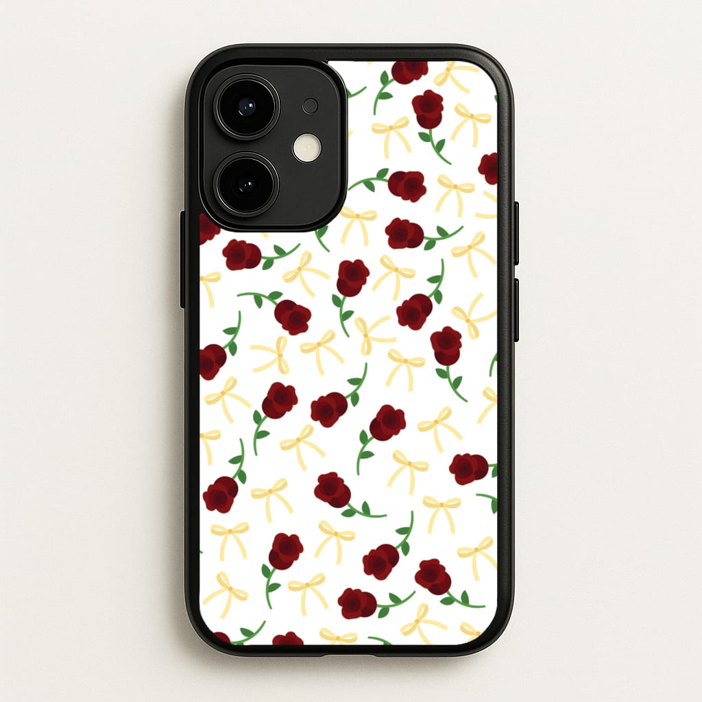 Roses And Bows Pattern - Clean Girl Aesthetic Phone Case for iPhone 12 Mini