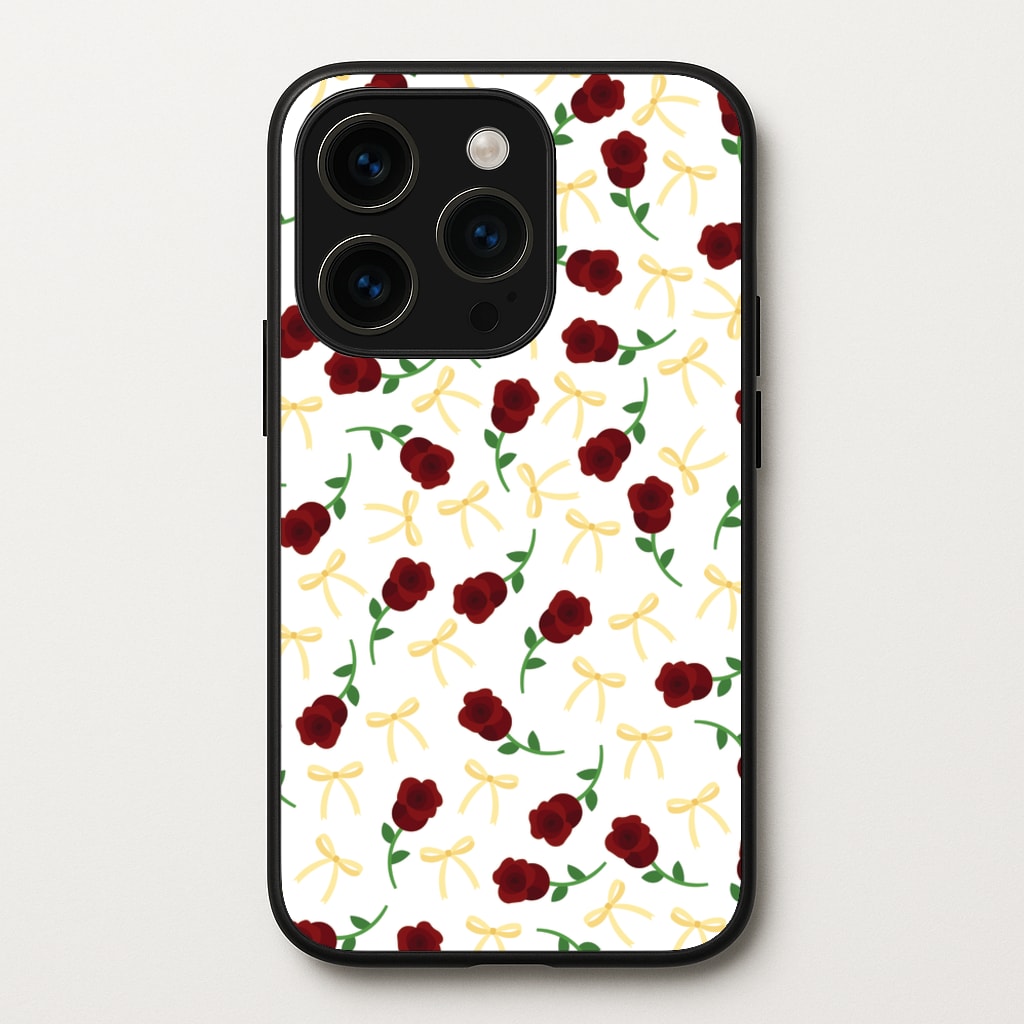 Roses And Bows Pattern - Clean Girl Aesthetic Phone Case for iPhone 15 Pro