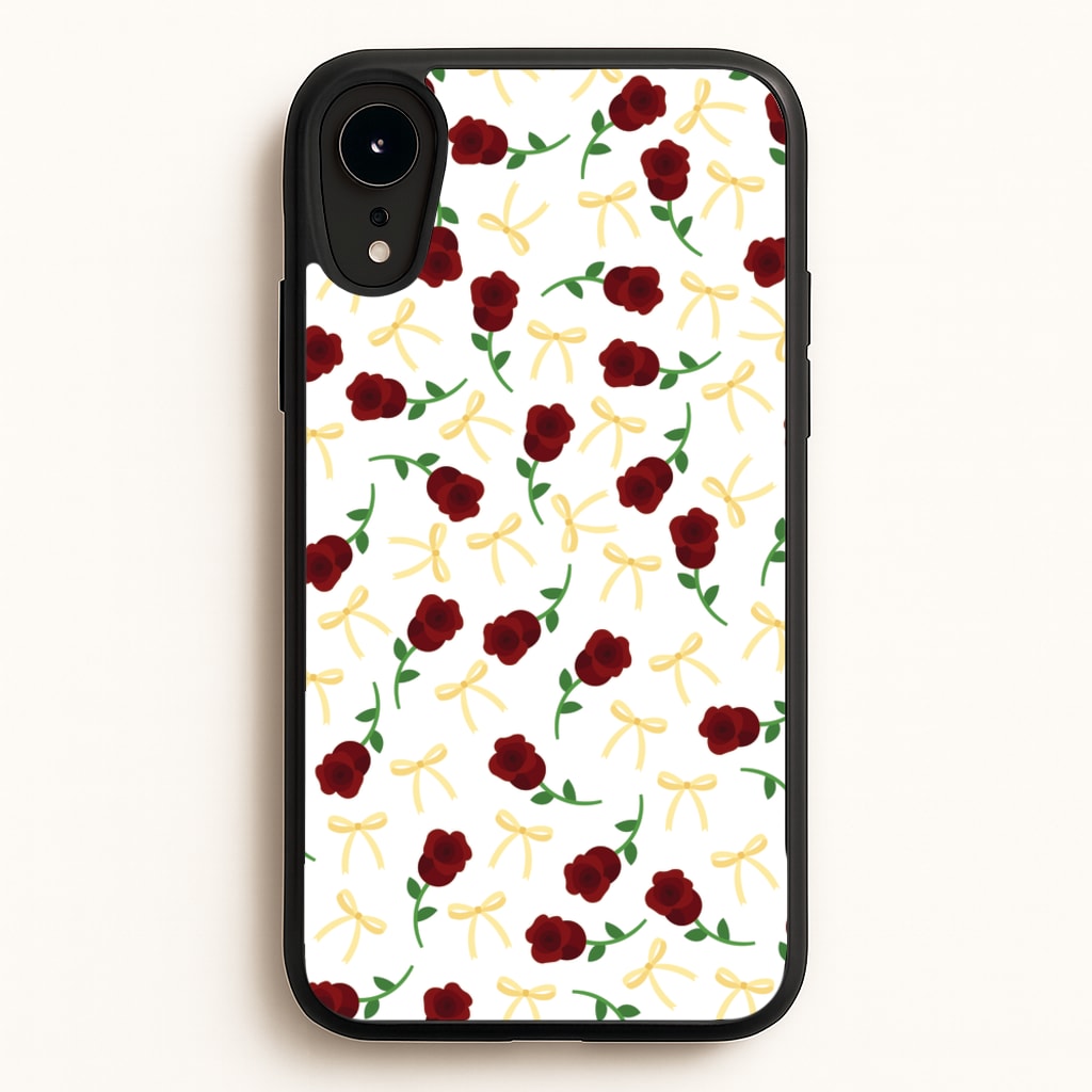 Roses And Bows Pattern - Clean Girl Aesthetic Phone Case for iPhone XR
