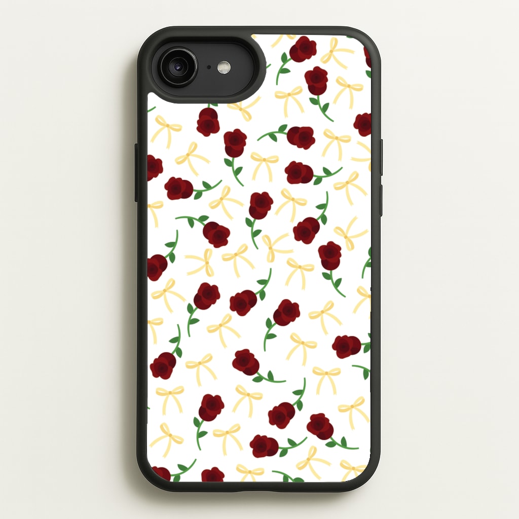 Roses And Bows Pattern - Clean Girl Aesthetic Phone Case for iPhone 6 Plus / 7 Plus / 8 Plus