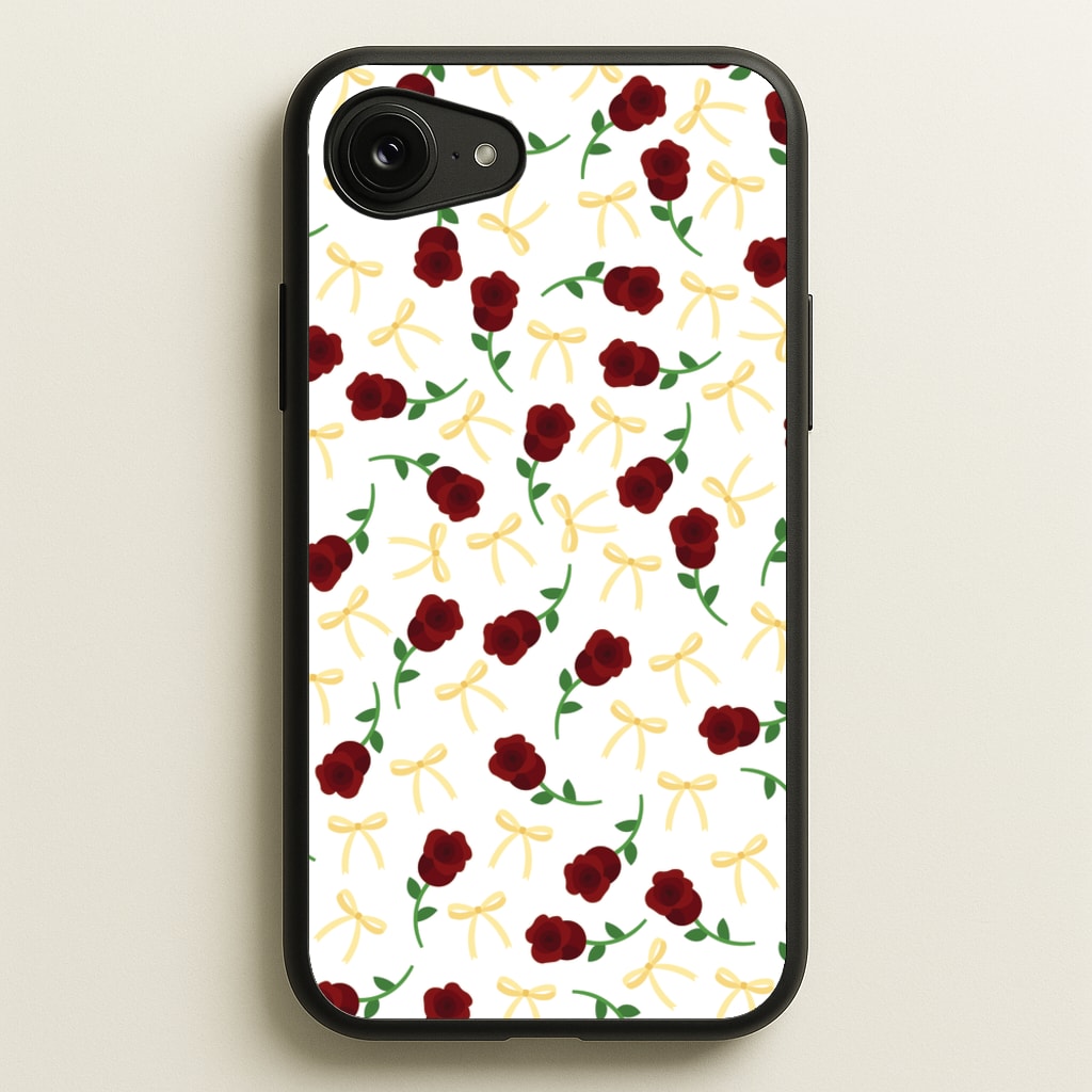 Roses And Bows Pattern - Clean Girl Aesthetic Phone Case for iPhone 16e