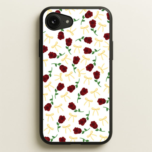 Roses And Bows Pattern - Clean Girl Aesthetic Phone Case for iPhone 16e