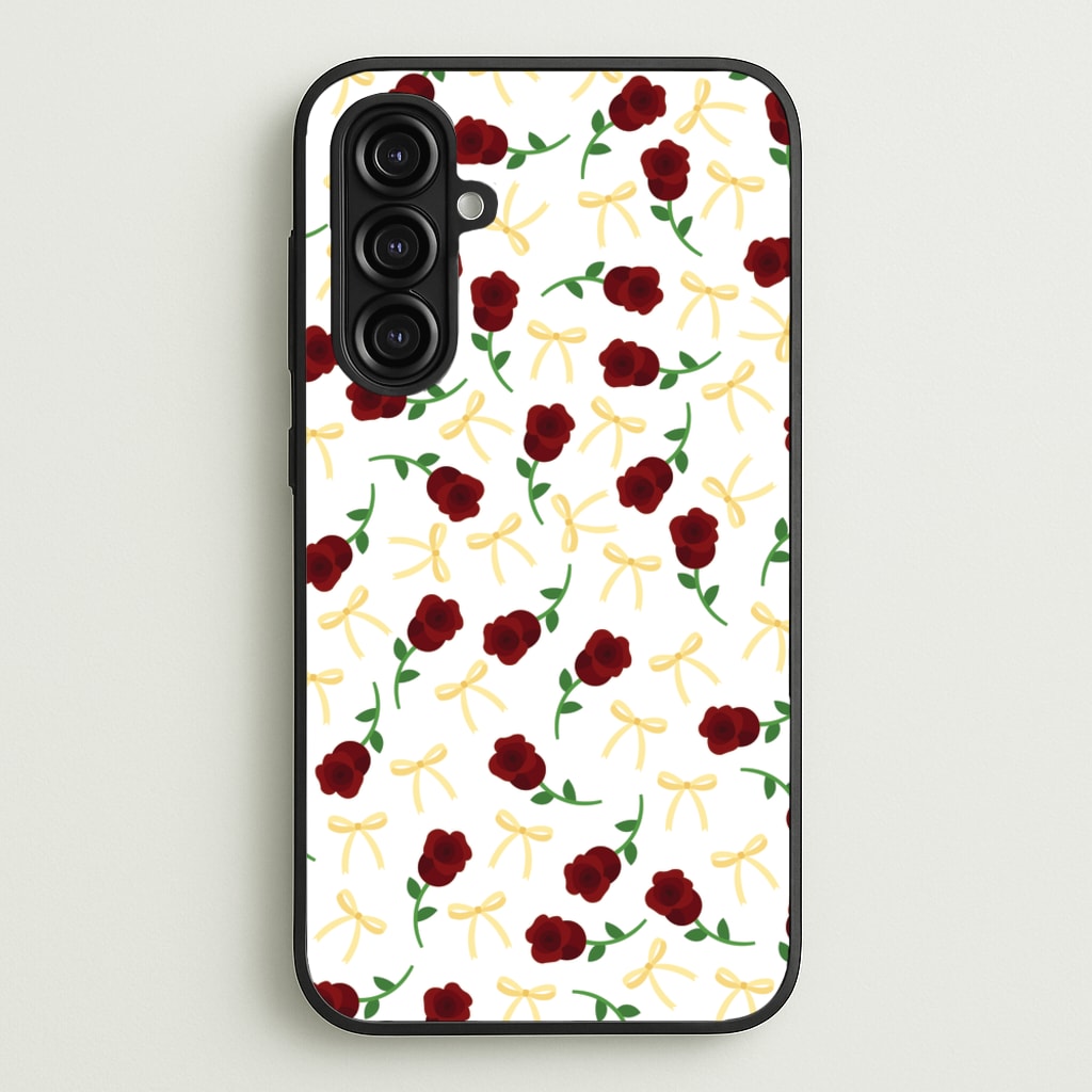 Roses And Bows Pattern - Clean Girl Aesthetic Phone Case for Galaxy A16
