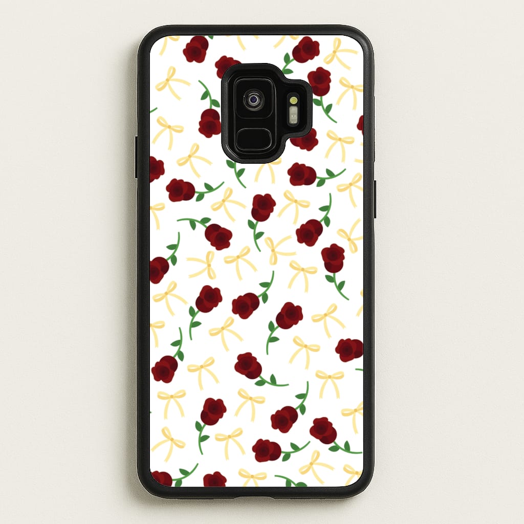 Roses And Bows Pattern - Clean Girl Aesthetic Phone Case for Galaxy S9