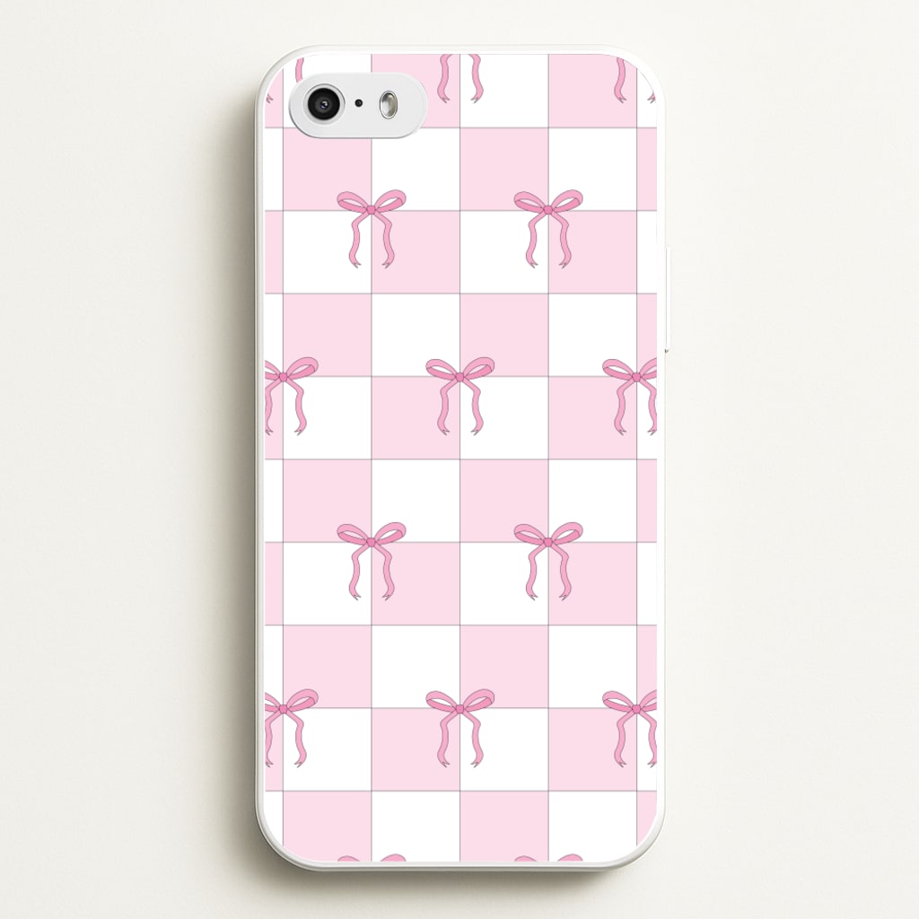 Checkered Pink Coquette Bows - Clean Girl Aesthetic Phone Case for iPhone 5 / 5s / SE 2016
