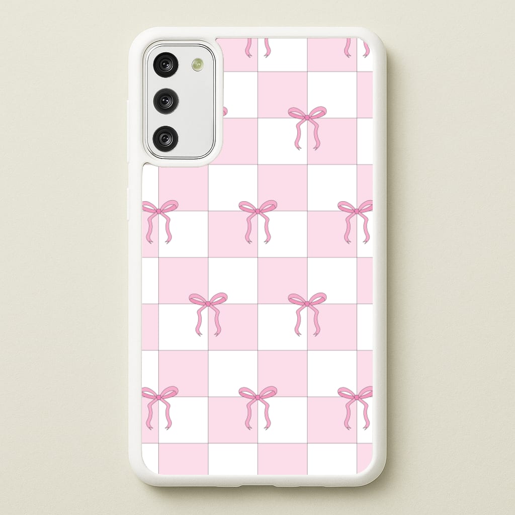Checkered Pink Coquette Bows - Clean Girl Aesthetic Phone Case for Galaxy S20FE