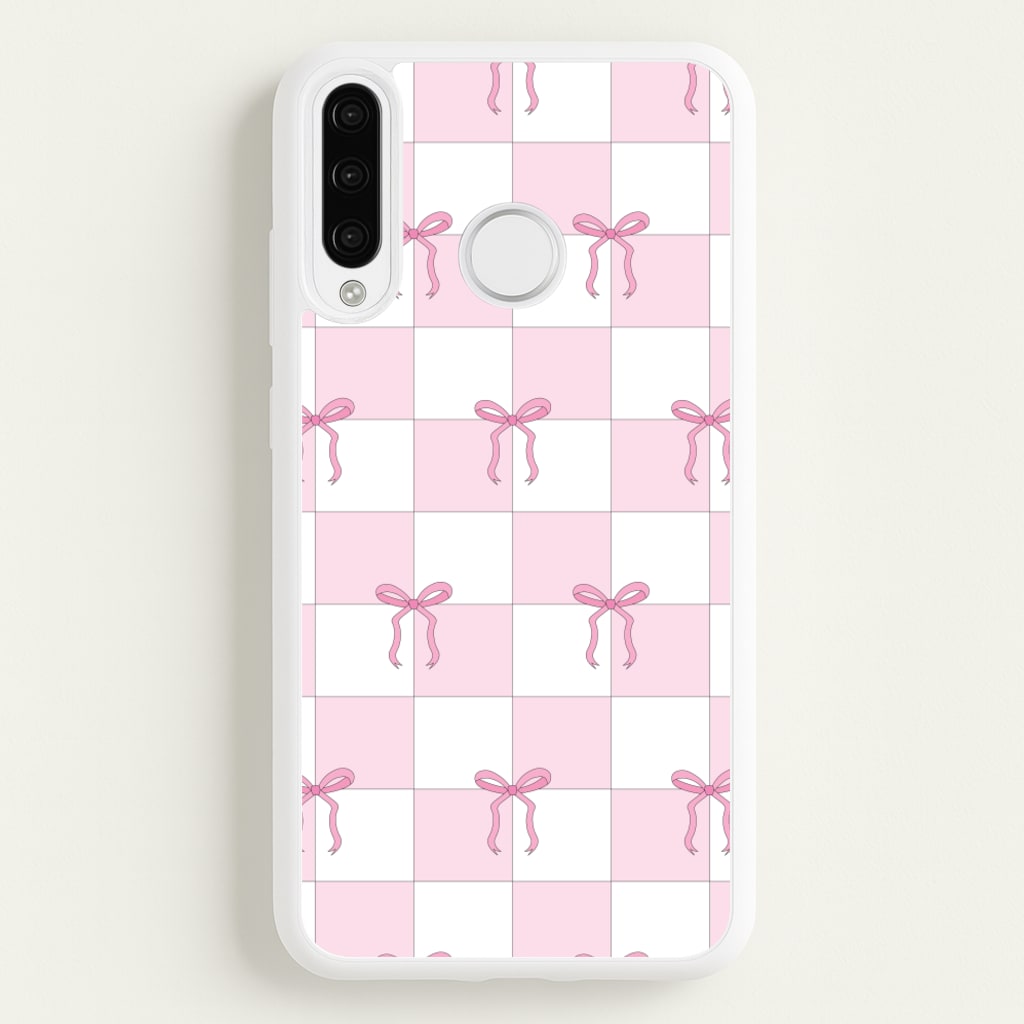 Checkered Pink Coquette Bows - Clean Girl Aesthetic Phone Case for Huawei P30 Lite
