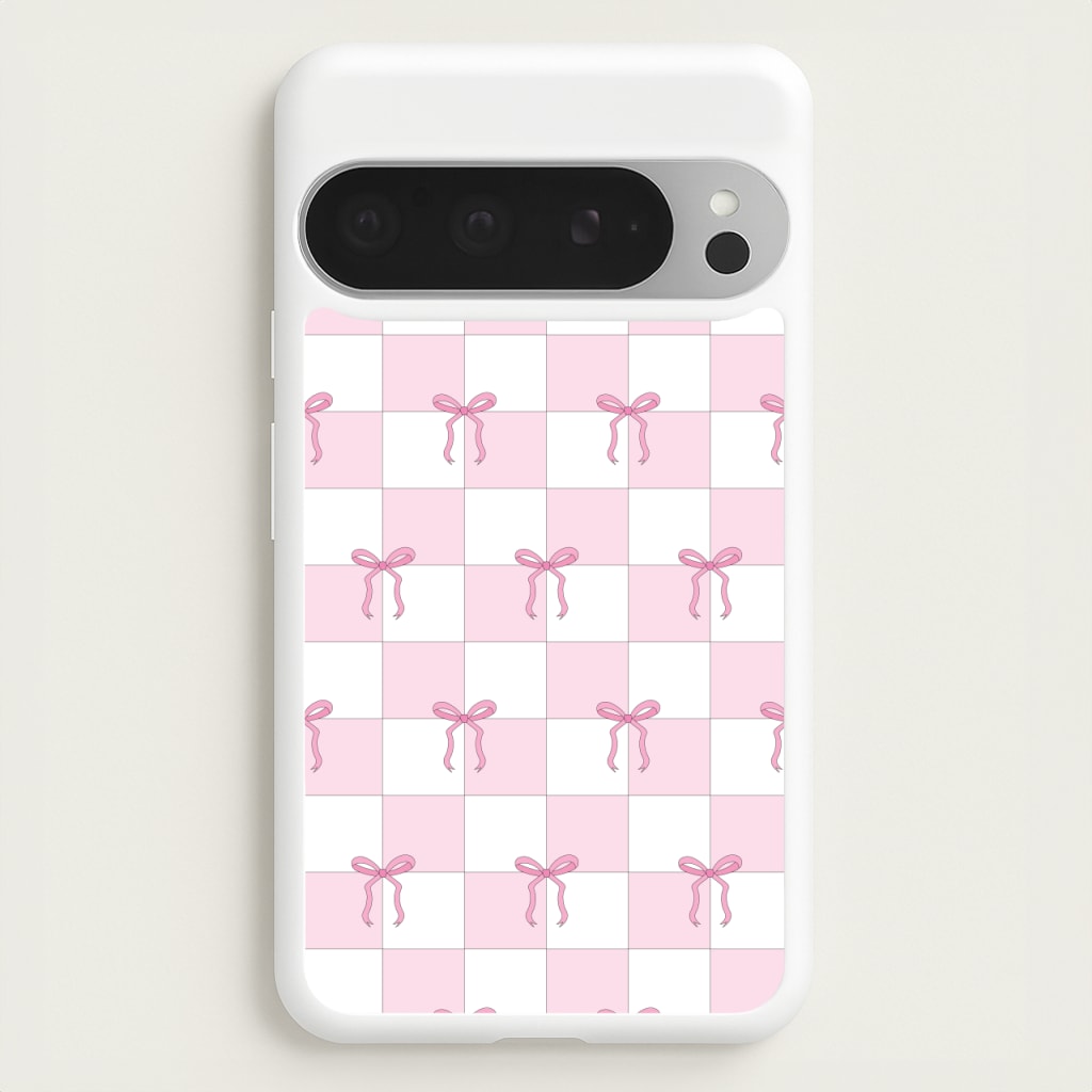 Checkered Pink Coquette Bows - Clean Girl Aesthetic Phone Case for Google Pixel 9 Pro XL