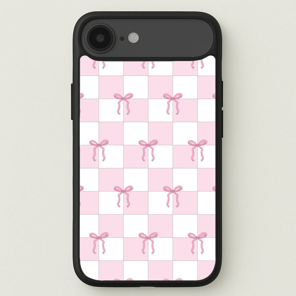 Checkered Pink Coquette Bows Phone Case for iPhone 17 Air