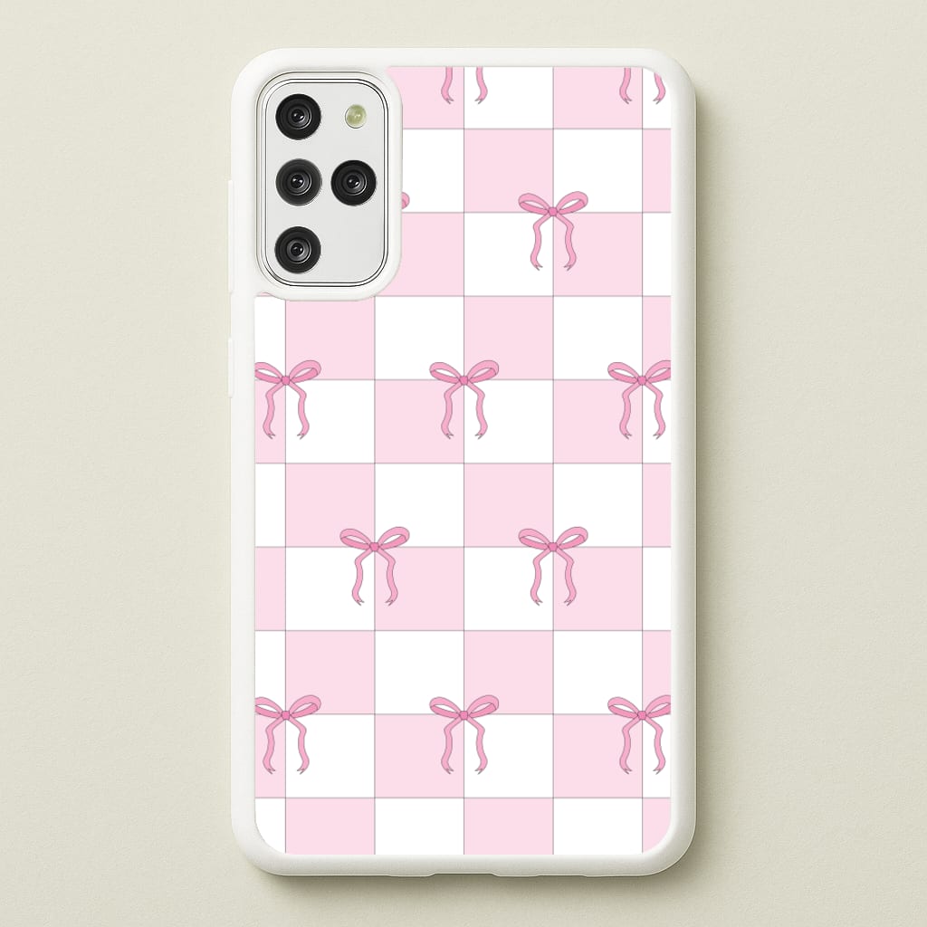 Checkered Pink Coquette Bows - Clean Girl Aesthetic Phone Case for Galaxy S20 Plus
