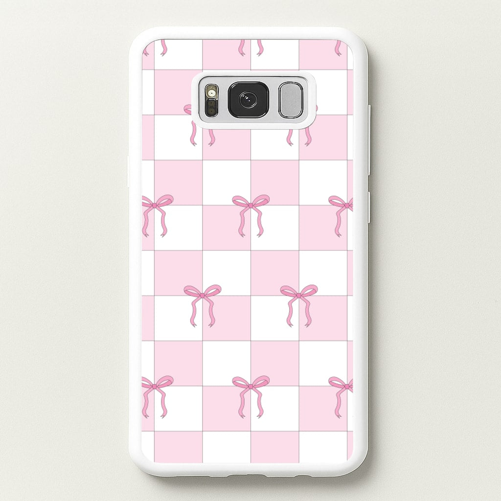 Checkered Pink Coquette Bows - Clean Girl Aesthetic Phone Case for Galaxy S8