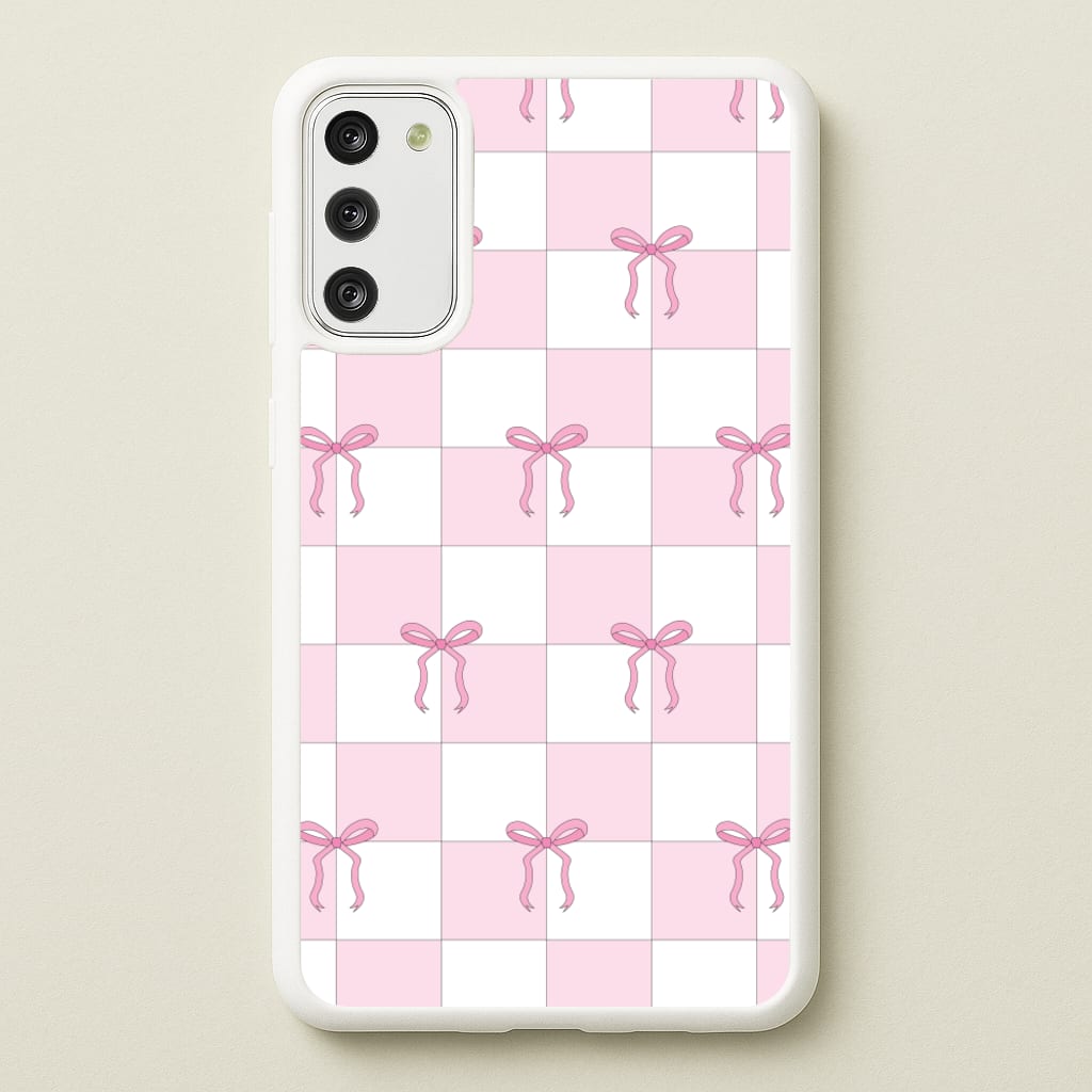 Checkered Pink Coquette Bows - Clean Girl Aesthetic Phone Case for Galaxy S20