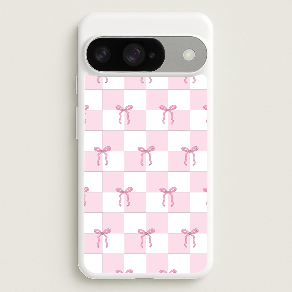Checkered Pink Coquette Bows Phone Case for Google Pixel 10 / 10 Pro