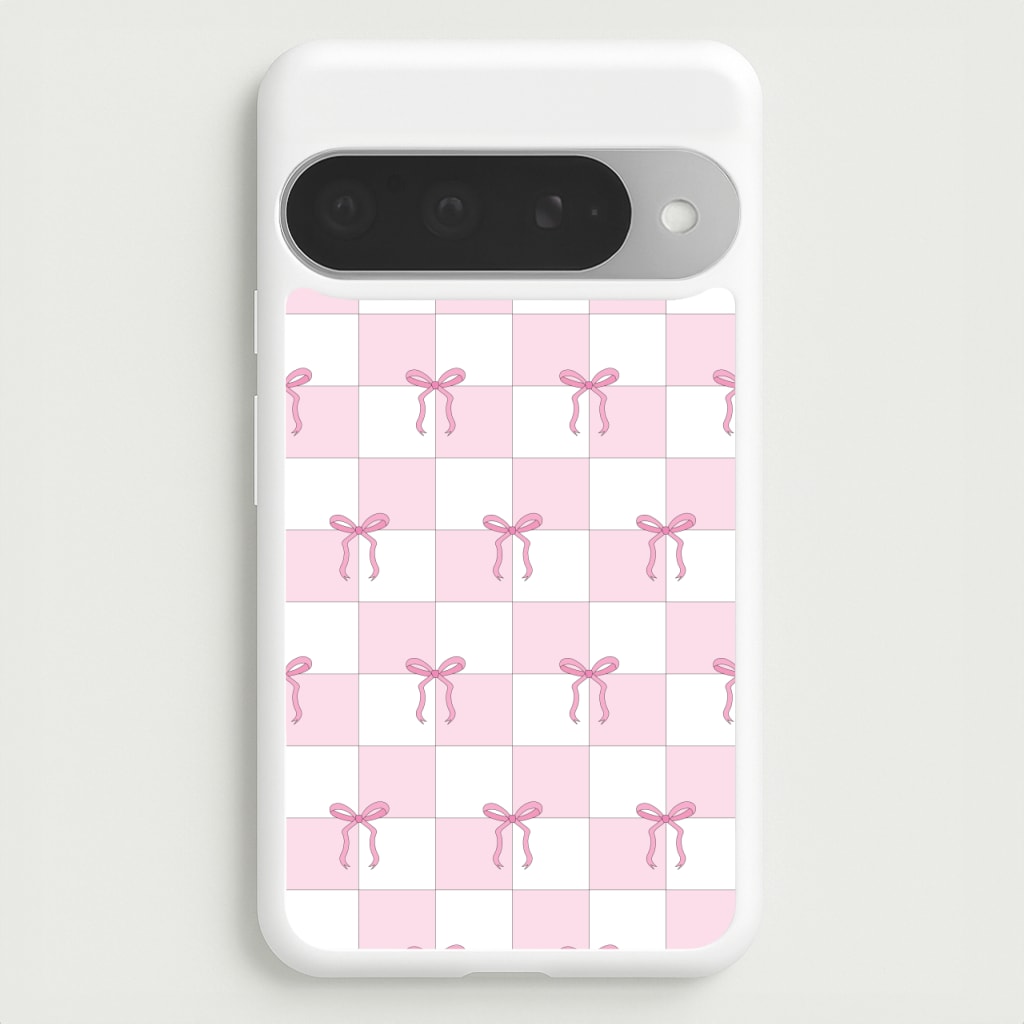 Checkered Pink Coquette Bows Phone Case for Google Pixel 10 Pro XL