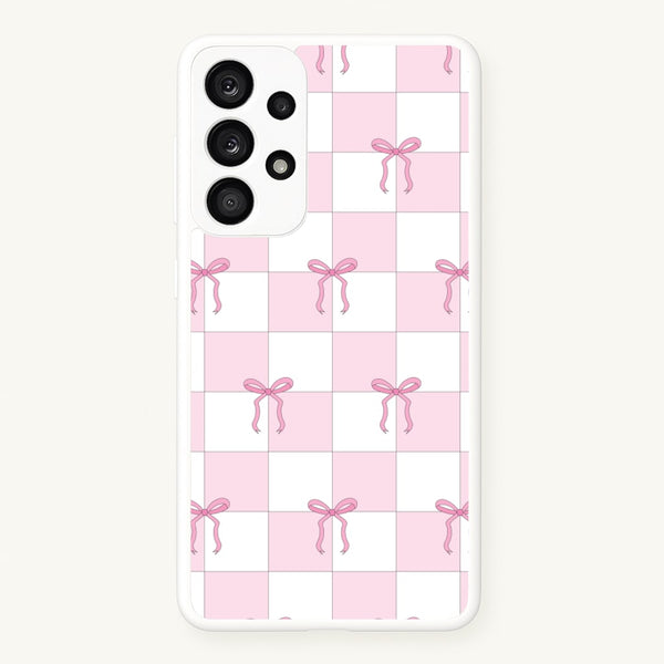 Checkered Pink Coquette Bows - Clean Girl Aesthetic Phone Case for Galaxy A33