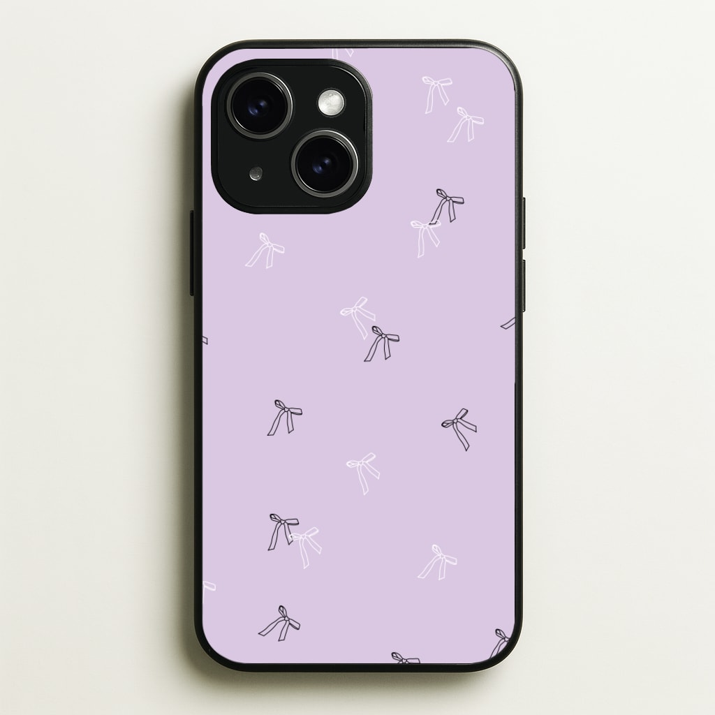 Coquette Mini Bows Pattern Purple - Clean Girl Aesthetic Phone Case for iPhone 14 Plus