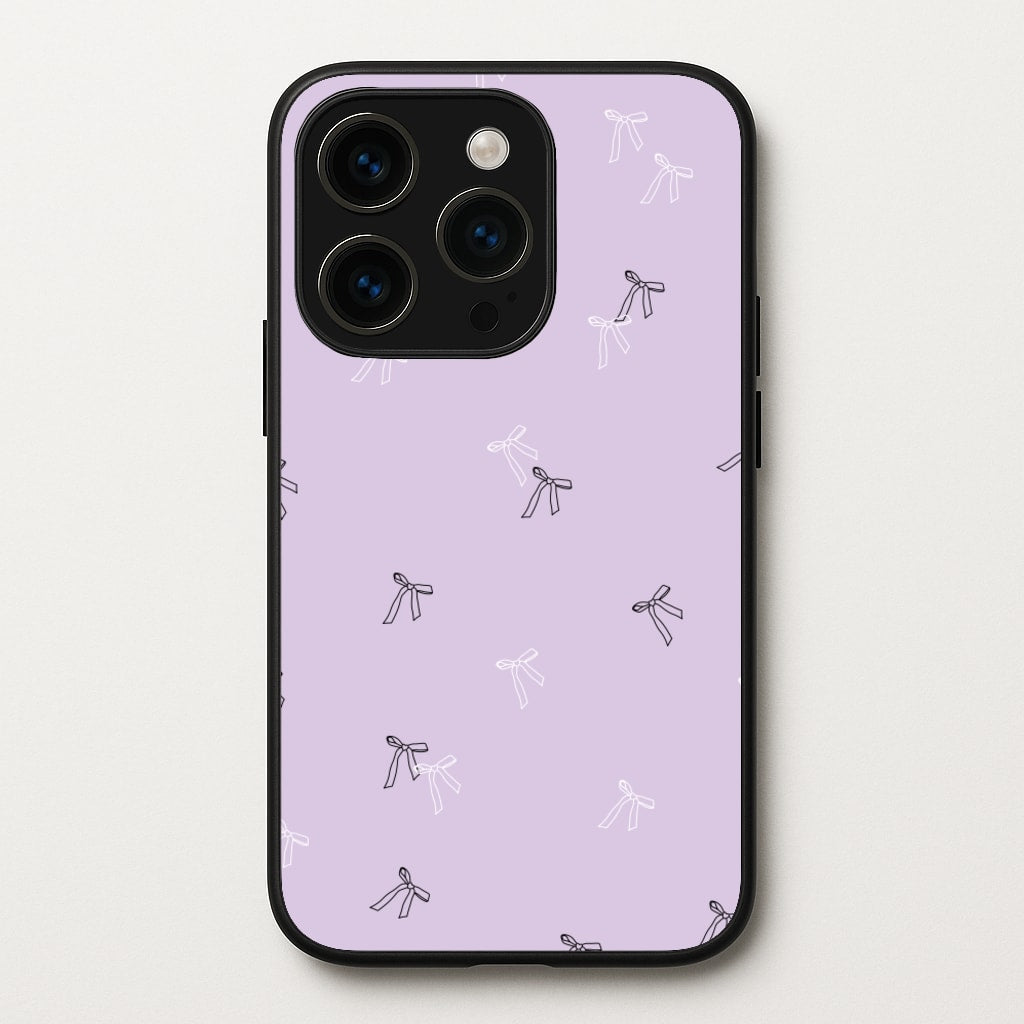 Coquette Mini Bows Pattern Purple - Clean Girl Aesthetic Phone Case for iPhone 15 Pro Max