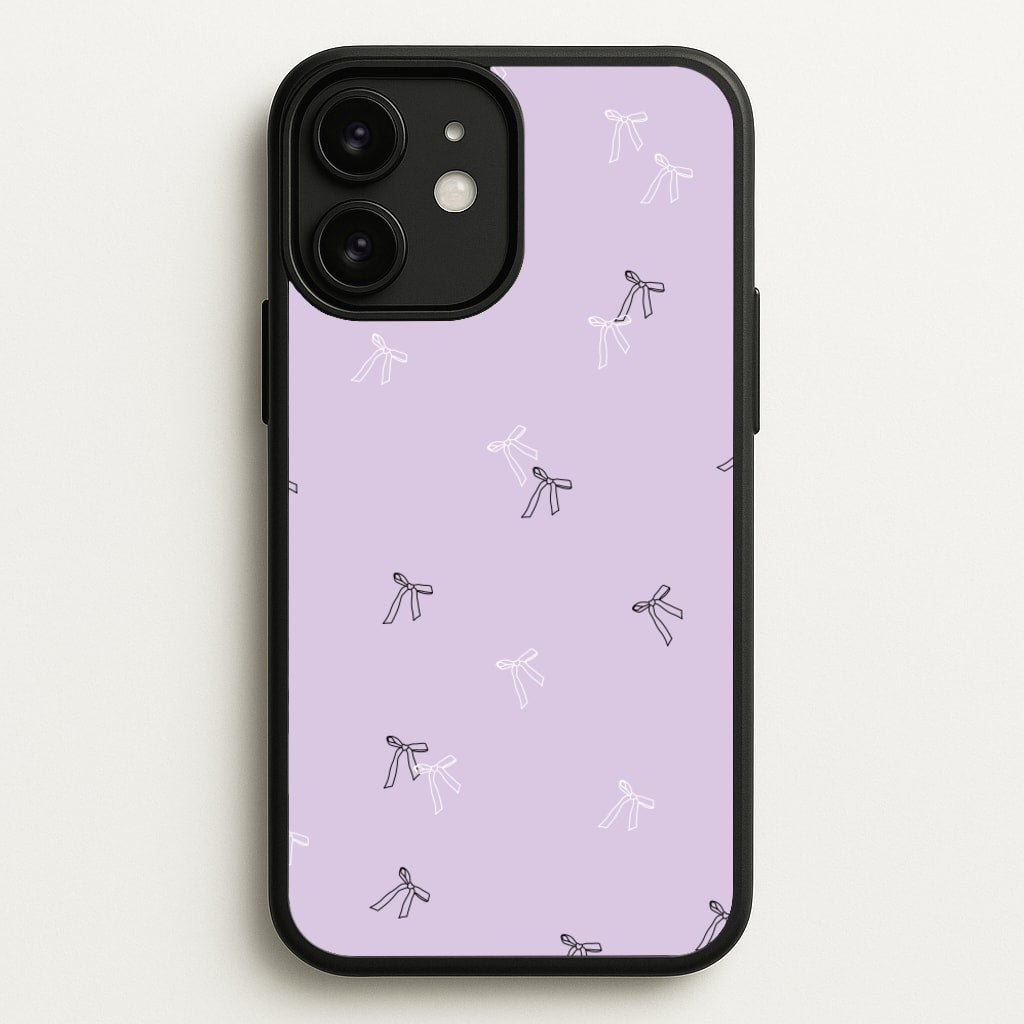 Coquette Mini Bows Pattern Purple - Clean Girl Aesthetic Phone Case for iPhone 11
