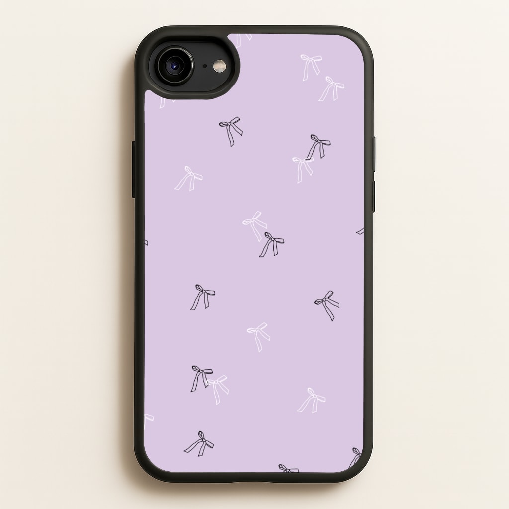 Coquette Mini Bows Pattern Purple - Clean Girl Aesthetic Phone Case for iPhone 6 / 7 / 8 / SE