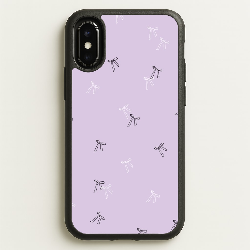 Coquette Mini Bows Pattern Purple - Clean Girl Aesthetic Phone Case for iPhone X / XS