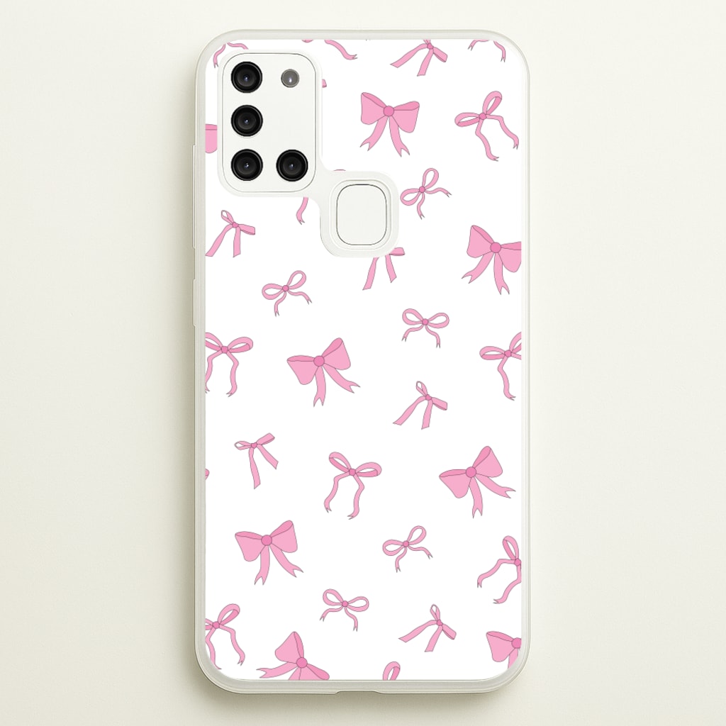 Coquette Variety Pink Bows Pattern - Clean Girl Aesthetic Phone Case for Galaxy A21s