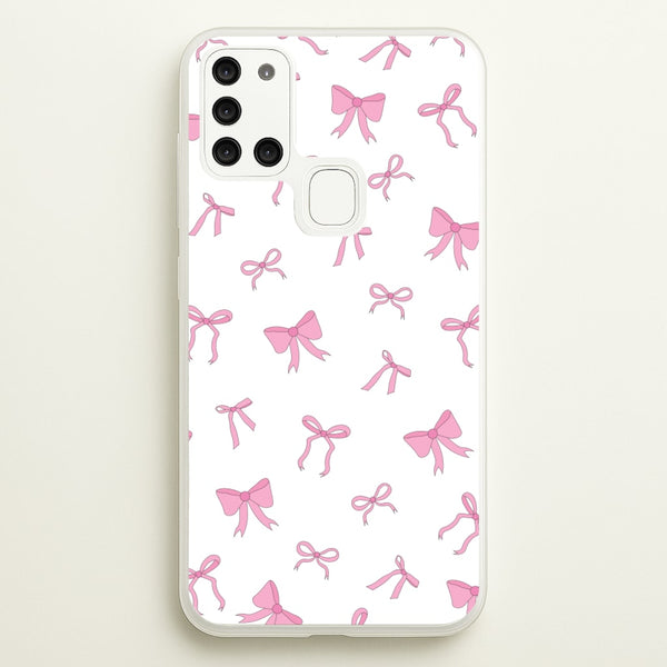 Coquette Variety Pink Bows Pattern - Clean Girl Aesthetic Phone Case for Galaxy A21s