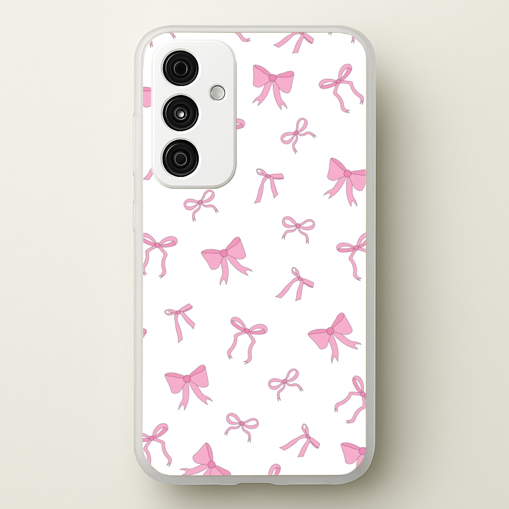 Coquette Variety Pink Bows Pattern - Clean Girl Aesthetic Phone Case for Galaxy A55
