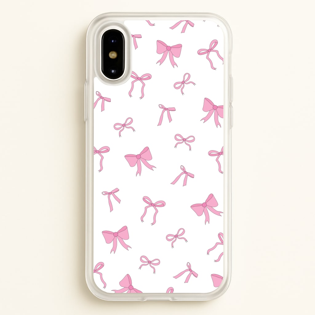 Coquette Variety Pink Bows Pattern - Clean Girl Aesthetic Phone Case for iPhone X / XS