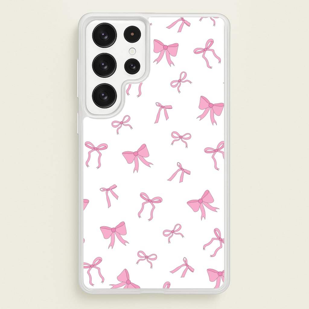 Coquette Variety Pink Bows Pattern - Clean Girl Aesthetic Phone Case for Galaxy S22 Ultra